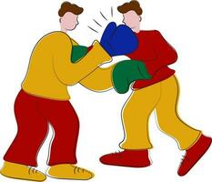 vetor ilustração do dois desenho animado boxer dentro atacante pose.