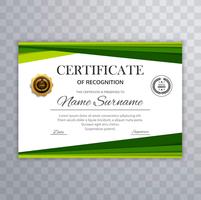 Certificado com vetor de elementos de design de onda verde