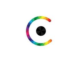 pixel colorida carta c logotipo geométrico com pixel símbolo vetor logotipo