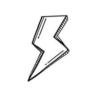 ícone de estilo doodle de poder de raio trovão vetor