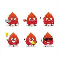 vermelho seco folhas desenho animado personagem com vários tipos do o negócio emoticons vetor