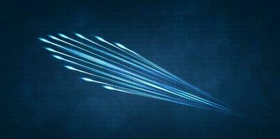 faixa de luz azul, fibra ótica, linha de velocidade, fundo futurista para transmissão de dados sem fio de tecnologia 5g ou 6g, internet de alta velocidade em resumo. conceito de rede de internet. projeto do vetor. vetor