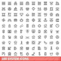 100 sistema ícones definir, esboço estilo vetor
