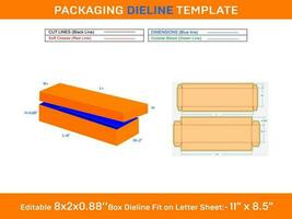 brinquedo caixa, presente caixa 8x2x0,88 polegada dieline modelo vetor