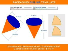 manteiga bolacha cone morango gelo creme dieline modelo d 46xh 110 milímetros vetor
