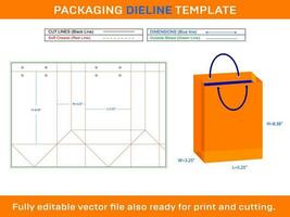 compras saco dieline modelo 5,25x3,25x8,38 polegada vetor