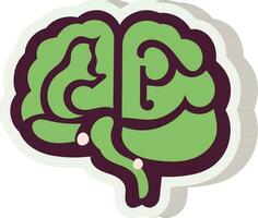 verde humano cérebro ícone dentro adesivo estilo. vetor