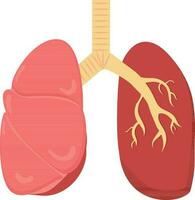 vermelho e pastel amarelo pulmões ícone dentro plano estilo. vetor