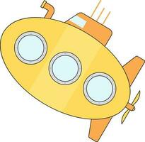 plano ilustração do amarelo submarino ícone. vetor