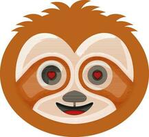 coração olhos bicho-preguiça animal desenho animado face emoji branco e laranja ícone. vetor