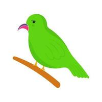 verde papagaio segurando ramo ícone dentro plano estilo. vetor