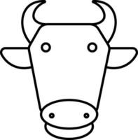 indiano animal personagem do vaca ou boi face ícone dentro Preto linha arte. vetor