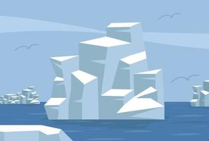 pólo norte ártico com iceberg vetor