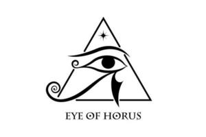 olho do horus logotipo Projeto. a antigo egípcio lua placa. poderoso faraós amuleto, Preto vetor tatuagem isolado em branco fundo