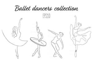 dançarinos de balé de arte de linha contínua em diferentes poses coleção de ilustrações vetoriais vetor