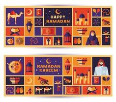 banner de ícones ramadan kareem vetor