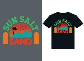 Sol sal areia ilustrações para pronto para impressão Camisetas Projeto vetor