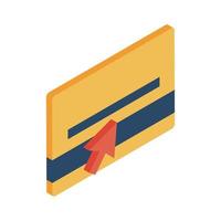 cartão de crédito com cursor seta estilo isométrico ícone vector design