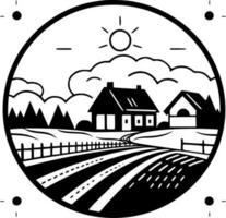 Fazenda - Preto e branco isolado ícone - vetor ilustração