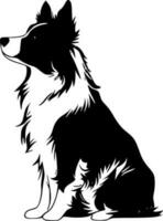 fronteira collie - Preto e branco isolado ícone - vetor ilustração