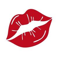 lábios vermelhos femininos isolados em um fundo branco. ilustração vetorial. design para o dia dos namorados, cartões, camisetas, adesivos vetor