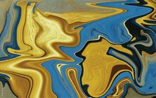 luxo abstrato fluido arte tinta borrão fundo clássico azul ouro líquido acrílico epóxi Prêmio vetor