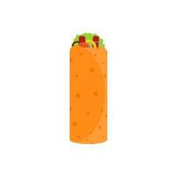 shawarma Kebab plano Projeto vetor ilustração. árabe Oriental tostado doador Kebab refeição. shaurma ou burrito o negócio emblema plano vetor ilustração