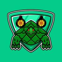 a ilustração do uma tartaruga acima isto é uma basoka e atrás isto é uma escudo. moderno e criativo. usar para jogos logotipo ou esports logotipo, Esportes, mascote ou camiseta Projeto vetor