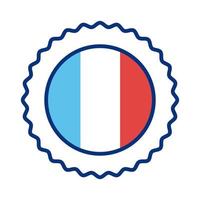 laço com ícone de estilo de linha de bandeira da França vetor