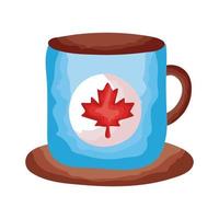 xícara de café com folha de bordo estilo plano canadense vetor