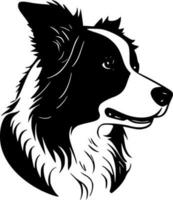 fronteira collie - Preto e branco isolado ícone - vetor ilustração