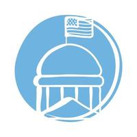 cúpula do governo com ícone de estilo de bloco da bandeira dos EUA