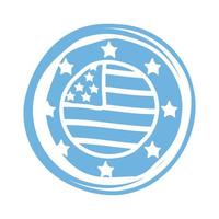 ícone de estilo de bloco de moldura circular da bandeira dos EUA vetor