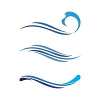 ícones de modelo de logotipo e símbolos da natureza da água ícones de ondas do aplicativo vetor