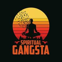 engraçado ioga espiritual gangsta namaste vintage vetor