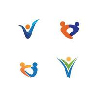 pessoas cuidam do sucesso saúde vida ícones do modelo do logotipo e grupo da comunidade vetor