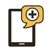 smartphone com linha de aplicativos de telemedicina estilo duo color vetor