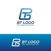 bt inicial carta logotipo gráfico vetor Projeto dentro azul gradiente cor, tecnologia logotipo projeto, finança logotipo