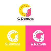 rosquinha logotipo vetor gráfico Projeto inicial carta g dentro fofa Rosa e amarelo