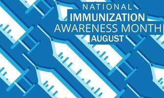 nacional imunização consciência mês agosto. fundo, bandeira, cartão, poster, modelo. vetor ilustração.