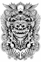 vetor imagem do batik e barong mascarar com Preto e branco estilo