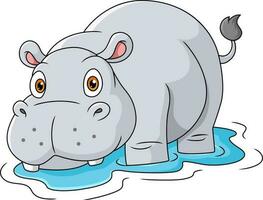 fofa bebê hipopótamo desenho animado em água vetor