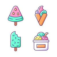 conjunto de ícones de cores rgb de tipos de sorvete vetor