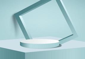 cilindro abstrato cena mínima com plataforma geométrica fundo de verão vetor renderização em 3d com suporte de pódio para mostrar produtos cosméticos vitrine de palco em pedestal moderno 3d estúdio verde pastel