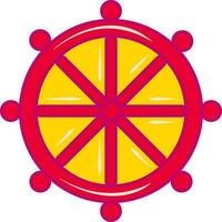 isolado dharmachacra dharma roda símbolo ou ícone dentro plano estilo. vetor