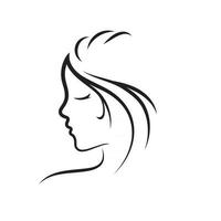 mulher de cabelo e logotipo e símbolos de rosto vetor