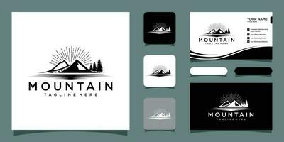 vintage montanha logotipo e ilustração simples Projeto com o negócio cartão Projeto Prêmio vetor