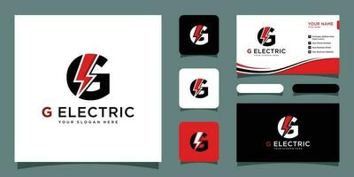 carta g elétrico logotipo Projeto modelo com o negócio cartão Projeto modelo Prêmio vetor