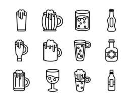 pacote de ícones do dia internacional de cerveja vetor