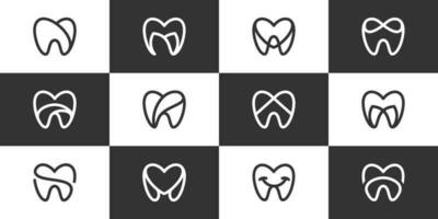 coleções do dental clínica logotipo Projeto com linha arte estilo e simples minimalista Projeto gráfico vetor ilustração. símbolo, ícone, criativo.